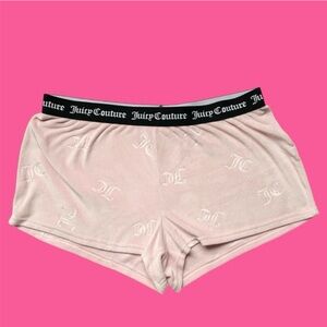 Y2K Juicy Couture Velour Booty Monogram Short Shorts Baby Pink Large